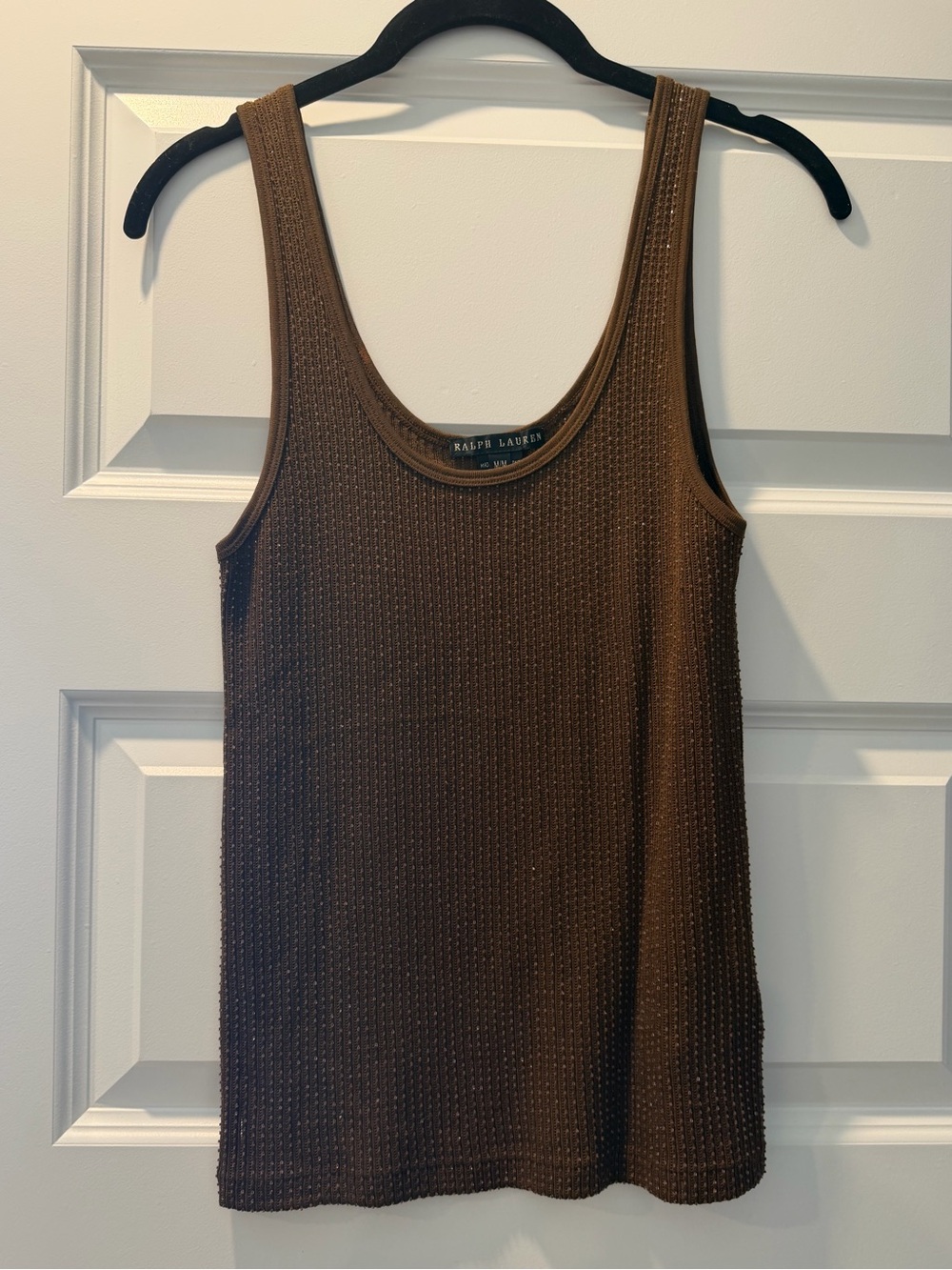 Ralph Lauren Brown 100% Cotton Tank Top Beaded Embellished
